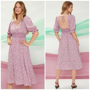 Floral print cut out back midi dress